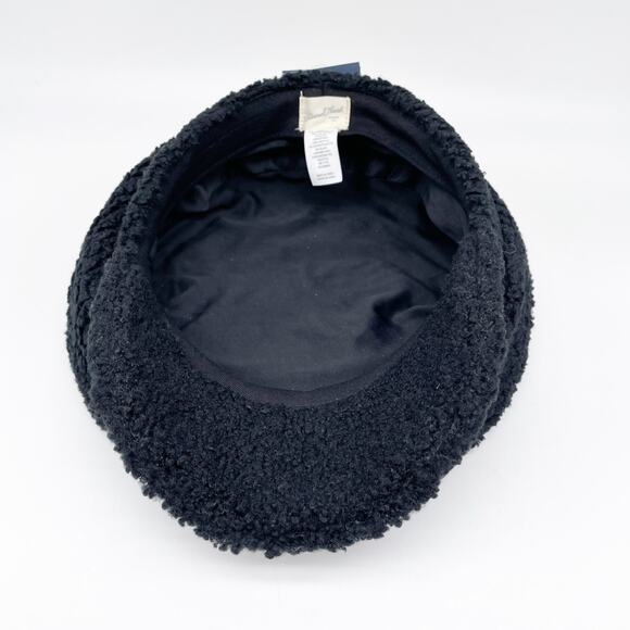 Universal Thread Women's Black Faux Sherpa Fuzzy Newsboy Baker Hat Cap Size OSFM - Picture 7 of 8